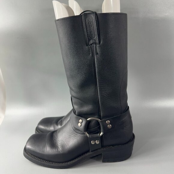 Boulet Western Style Black Leather Harness Boots Cowboy Boots, Size 8 1/2 main image 6